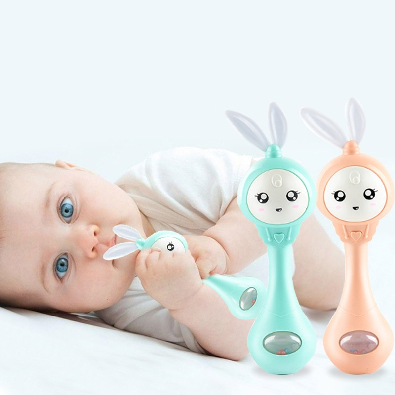 Bunny Rattle with Music and Light Teether